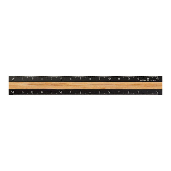 Midori | Regla de Aluminio y Madera 15cm Black