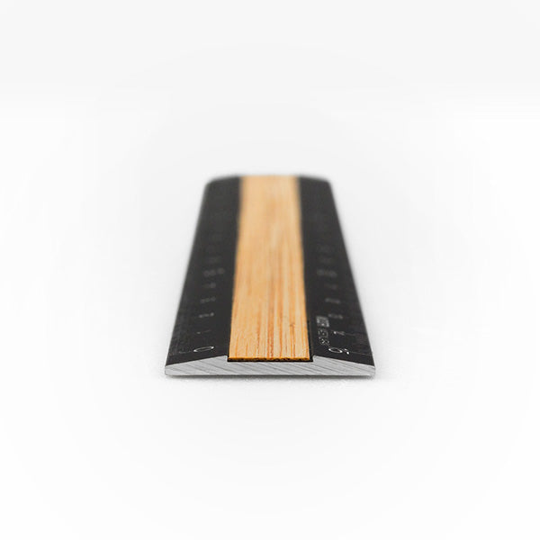 Midori | Regla de Aluminio y Madera 15cm Black