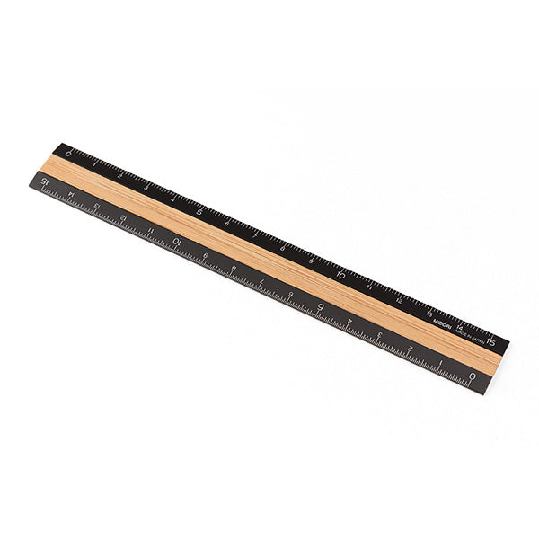 Midori | Regla de Aluminio y Madera 15cm Black