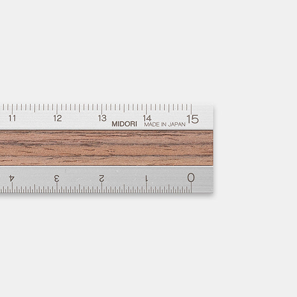 Midori | Regla de Aluminio y Madera 15cm Dark Brown
