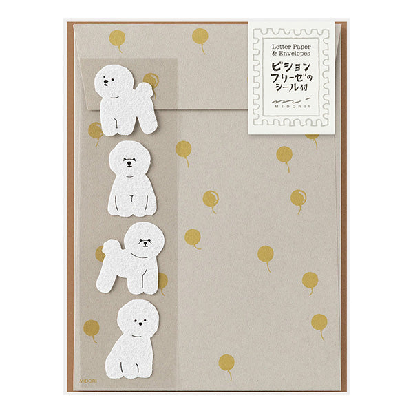 Midori | Set de Cartas Con Pegatinas Bichon Frise