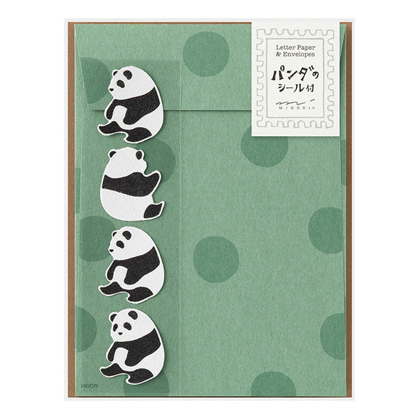 Midori | Set de Cartas Con Pegatinas Panda