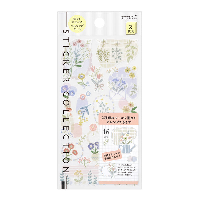 Atlas Stationers - Midori Sticker - Monotone Flowers - Stickers - Image 2