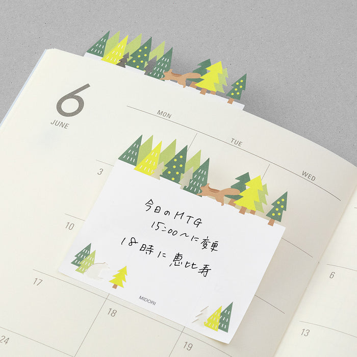 Midori Sticky Notes - Die-Cut Forest