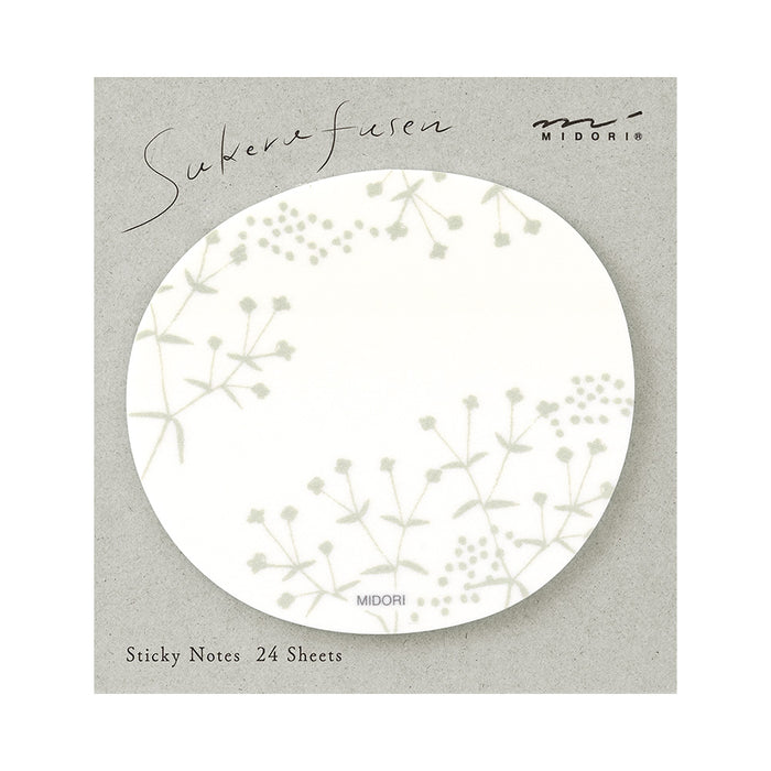 Midori Sticky Notes - Transparent - Small Flowers White