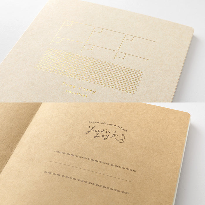 Midori Yuru Log Notebook B6 - Free Diary Monthly (12 Months)