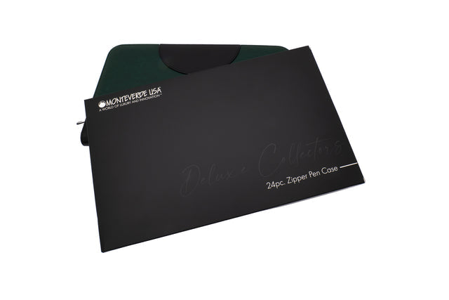 Monteverde Deluxe Collectors 24 Pc Zipper Pen Case - Green/Black