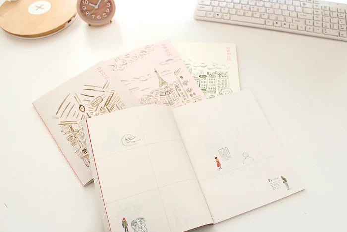 Paperways | Cuaderno de Viaje Ilustrado L'Après-midi Paris Eiffel Pink