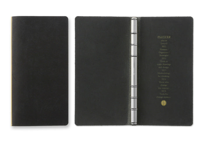Plotter Pueblo 6-Ring Leather Binder - Narrow Size - Black