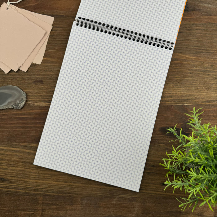 Rhodia Wirebound Notepad - Graph 80 sheets - 8 1/4 x 11 3/4 - Orange cover