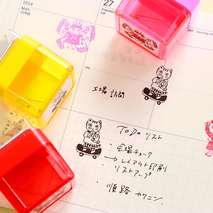 Sanby x Yumi Kitagishi Pre-Inked Stamp - Cat Going Out