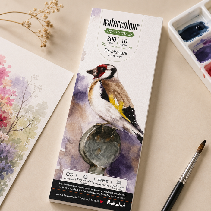 Scholar Watercolour Cold Pressed Bookmark Paper – 300 GSM | 10 Sheets