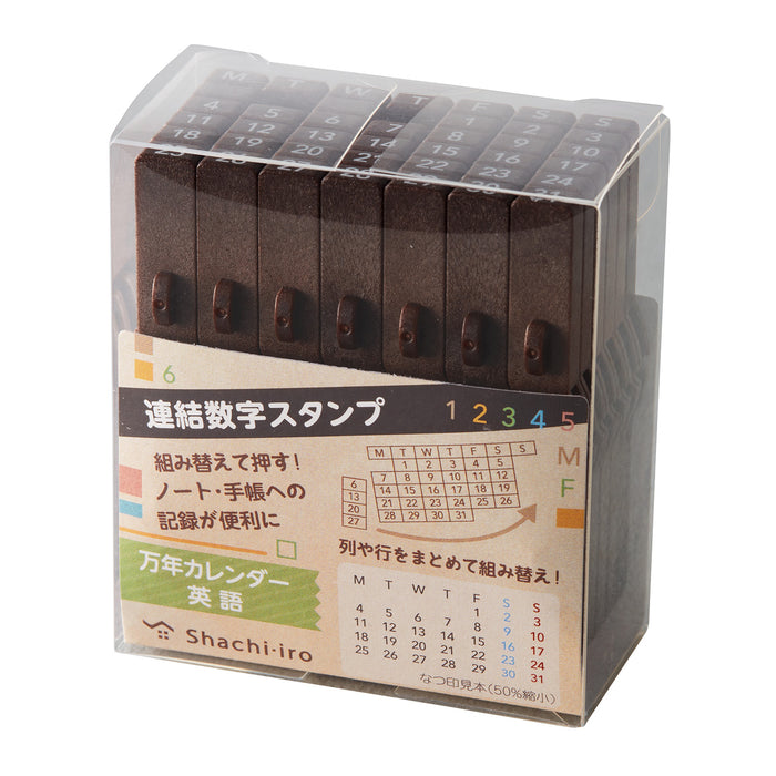 Shachihata Connected Number Stamp - English Calendar