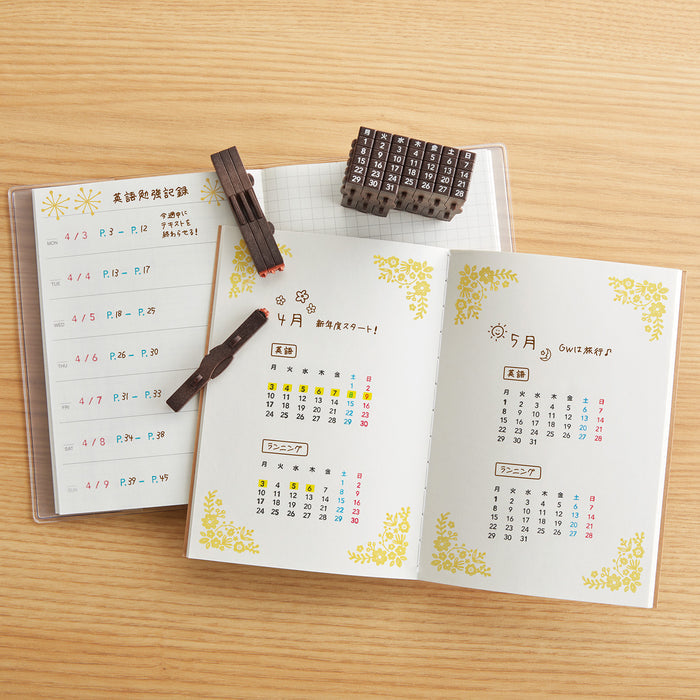 Shachihata Connected Number Stamp - English Calendar