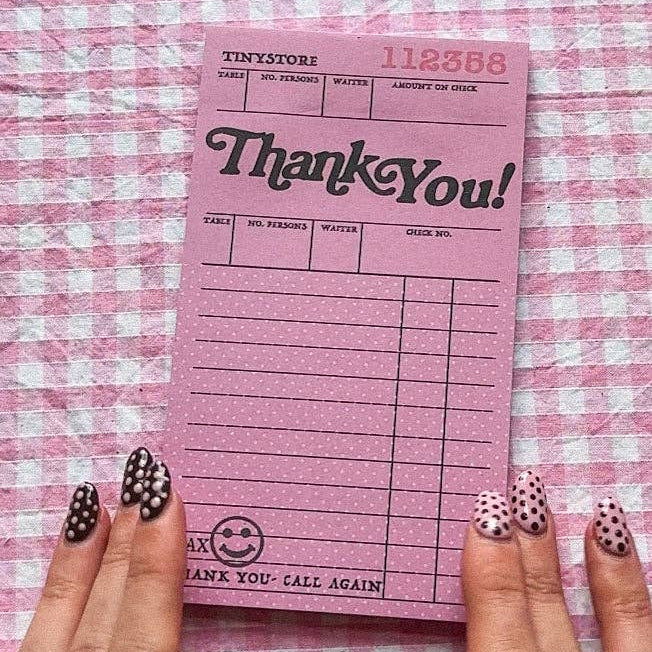 TINY STORE Signature Pink "Thank You" Notepad