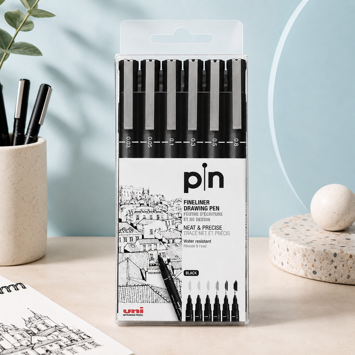 UNI Pin Fineliner Drawing Pens – Set of 6