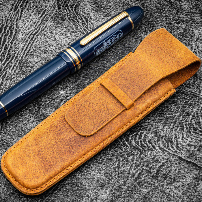 Vintage Slim Leather Pen Sleeve for Single Pen
