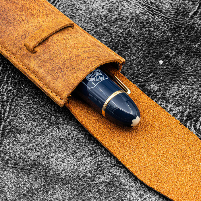 Vintage Slim Leather Pen Sleeve for Single Pen