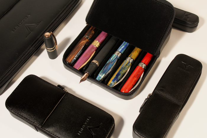 Visconti Leather 1 Pen Holder - Black