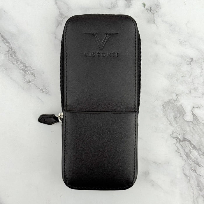 Visconti Leather 3 Pen Holder - Black