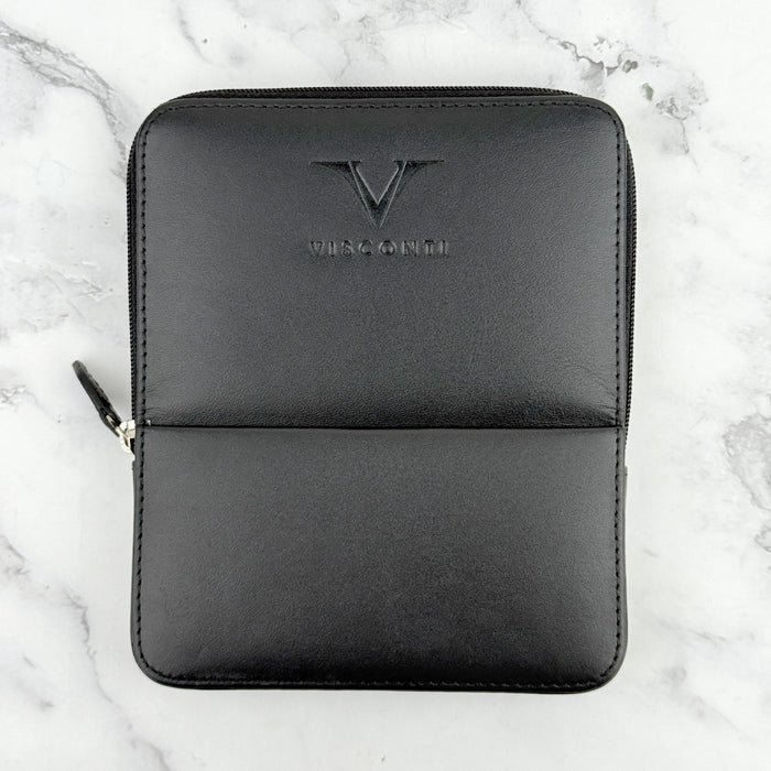 Visconti Leather 6 Pen Holder - Black