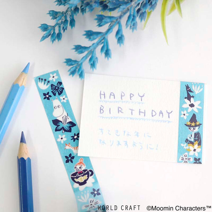 World Craft | Moomin Flower Blue Clear Tape