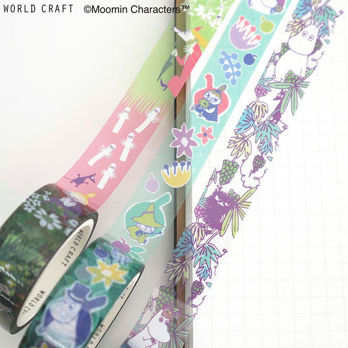 World Craft | Moomin Flower Light Green Clear Tape