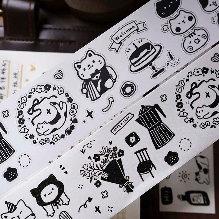 YiEr | Pegatinas en Rollo Cat Cafe Daily Life