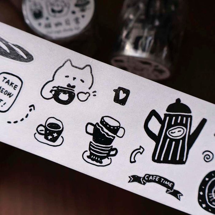 YiEr | Pegatinas en Rollo Cat Cafe Daily Life
