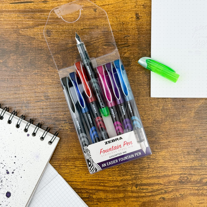 Zebra Fountain Pen - 0.6 mm - Assorted (7-Pack)