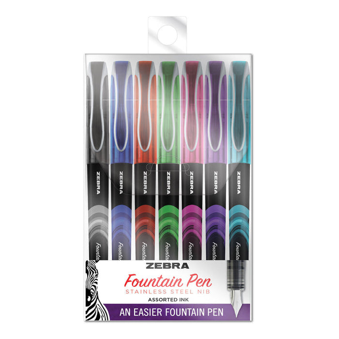 Zebra Fountain Pen - 0.6 mm - Assorted (7-Pack)