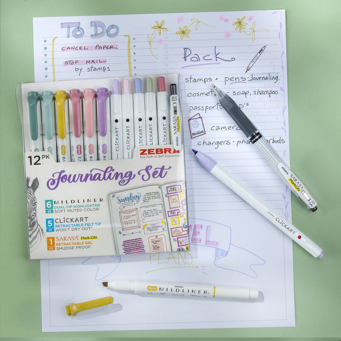 Zebra Journaling Set Assorted (12 Pack)