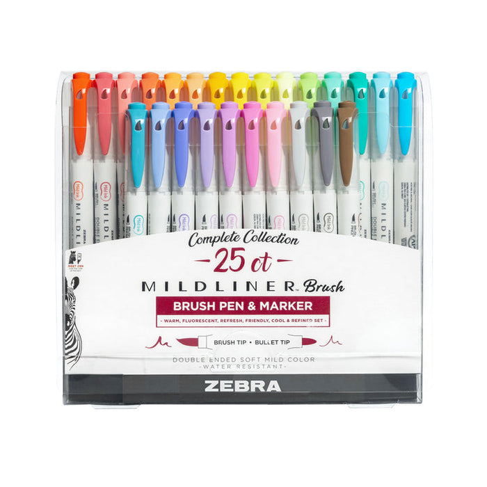 Zebra MILDLINER Dual-Tip Brush Pen - Assorted 25 Pack