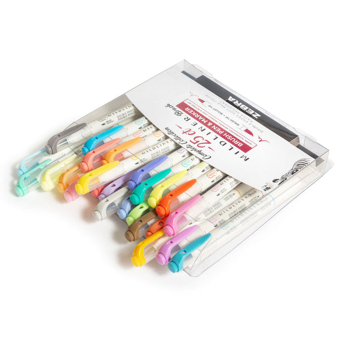 Zebra MILDLINER Dual-Tip Brush Pen - Assorted 25 Pack
