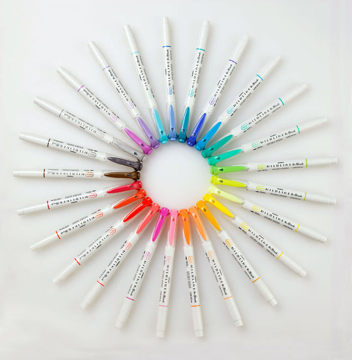 Zebra MILDLINER Dual-Tip Brush Pen - Assorted 25 Pack