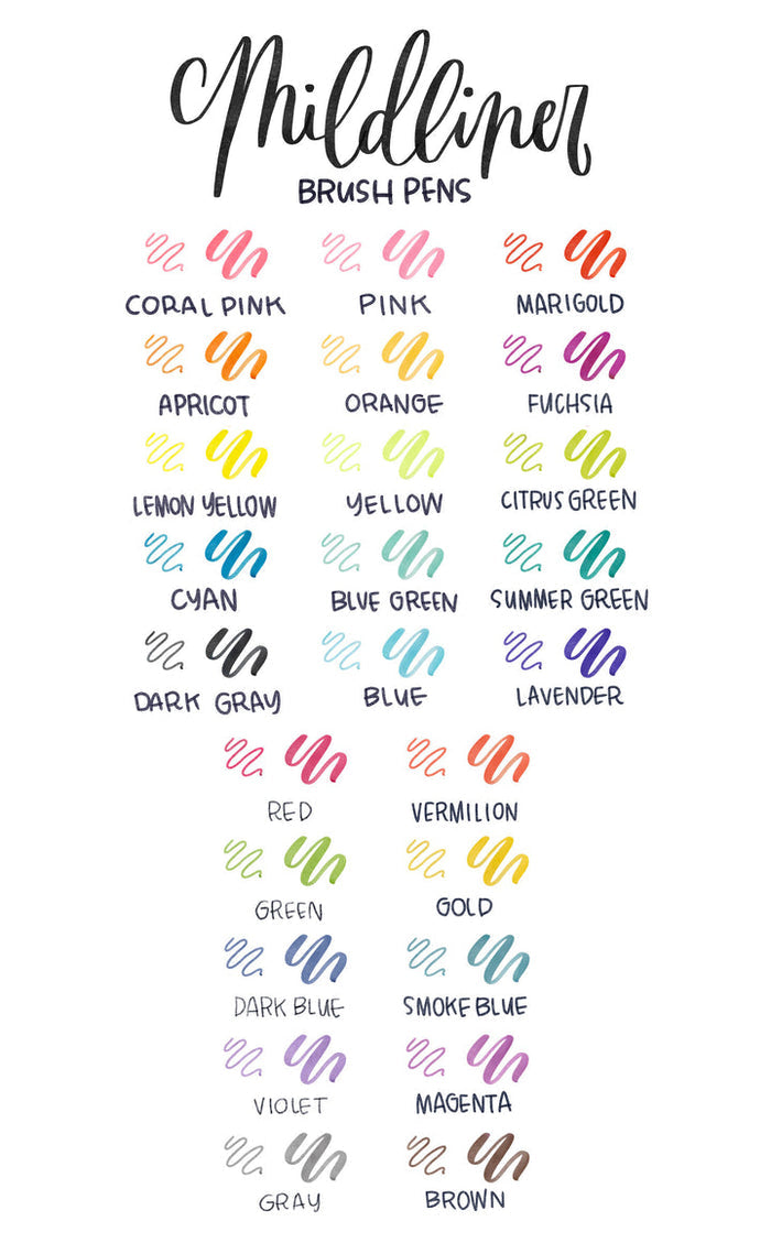 Zebra MILDLINER Dual-Tip Brush Pen - Assorted 25 Pack