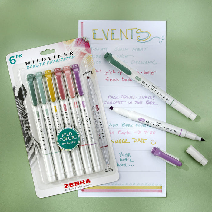 Zebra Mildliner Dual-Tip Creative Highlighter - Assorted 6-Pack
