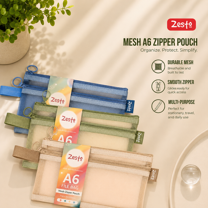Zesto A6 Mesh Zipper Pouch (135 × 220 mm)
